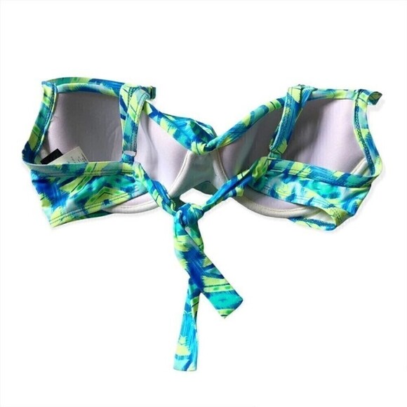 COCO reef bikini bra top neon green op art push up molded bra size 32C - Picture 3 of 5